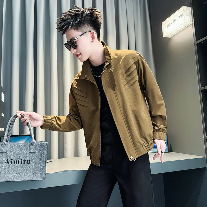 外套男款春秋新款网红洋气炸街高级感鲨鱼鳃痞帅上衣立领休闲夹克