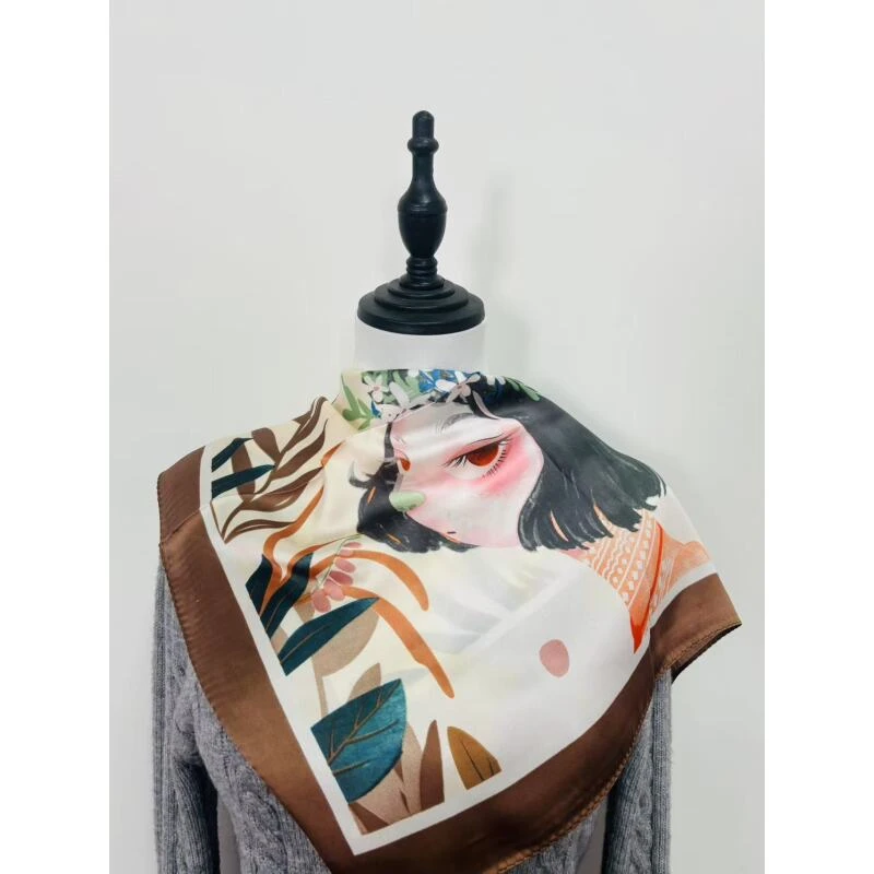 N054 鹿角女孩  围巾方巾50*50左右 W 2