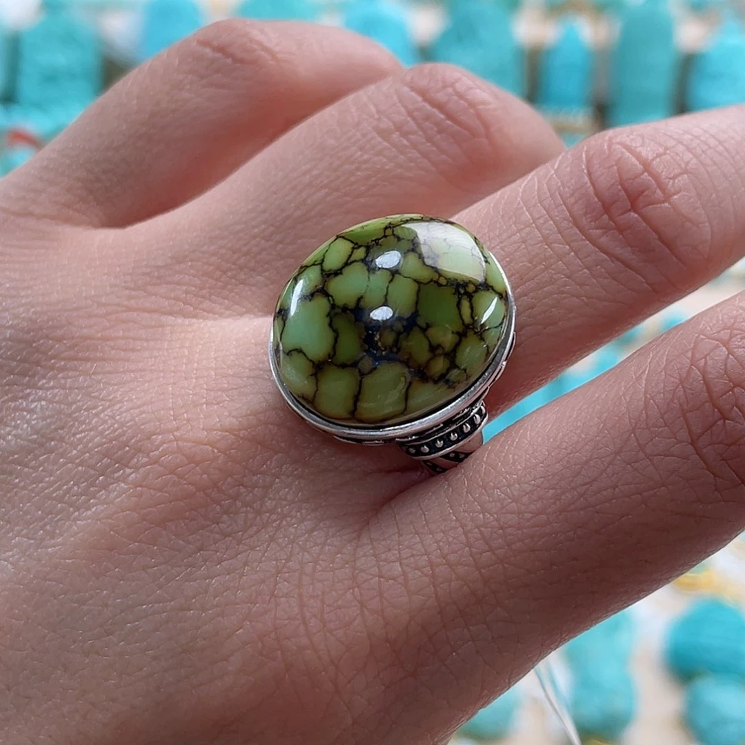 绿松石珠宝奇石银S925镶嵌