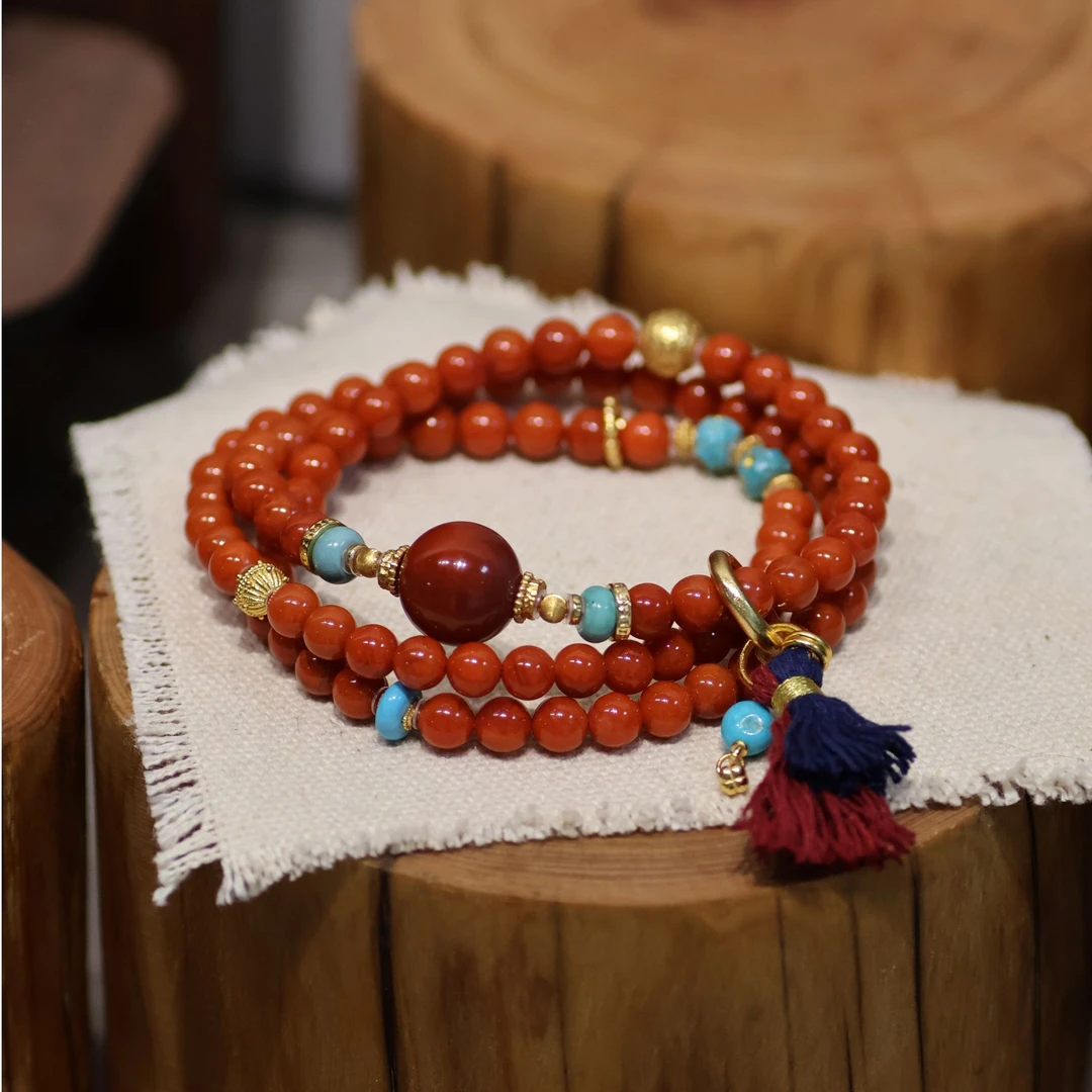 今喜原创设计南红项链J1124【多样性发一】珠径5+mm