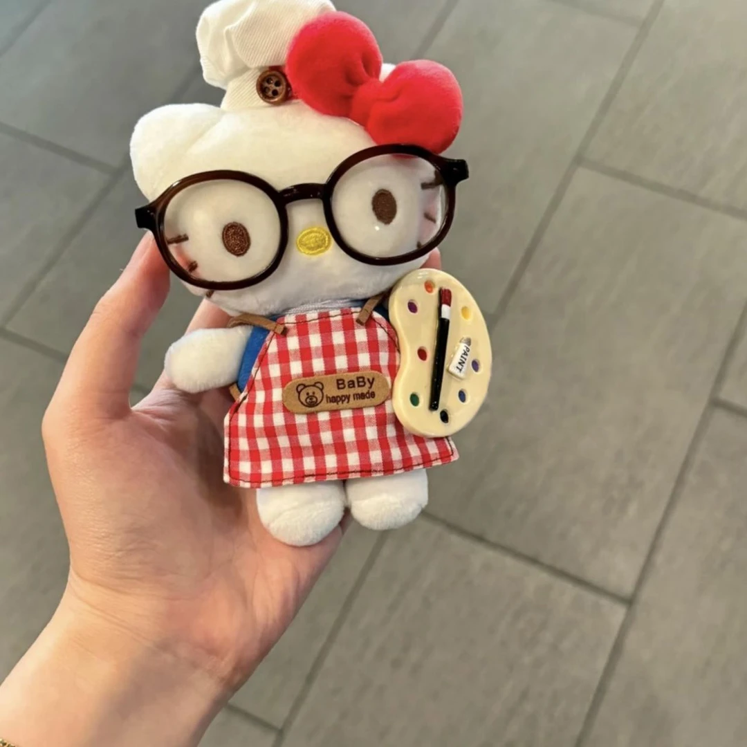 可爱眼镜围裙KT挂件画家厨师公仔书包玩偶毛绒挂饰钥匙扣礼物