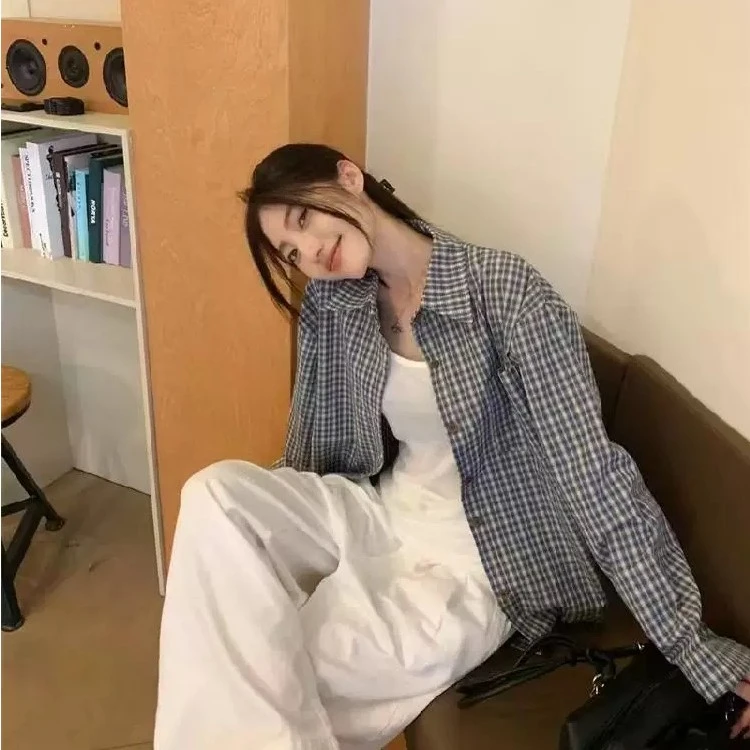 【麦兜专属运补6-8】复古格子衬衫女早春新品韩版休闲简约长袖小衫