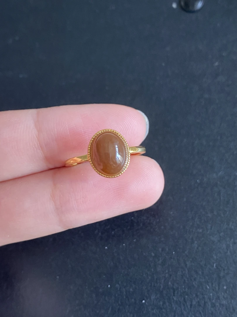 S925银和田玉糖料设计款戒指