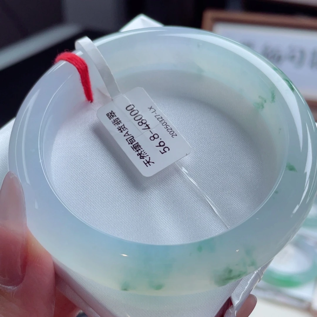 翡翠手镯未镶嵌5657白冰飘花 冰莹起莹光 6