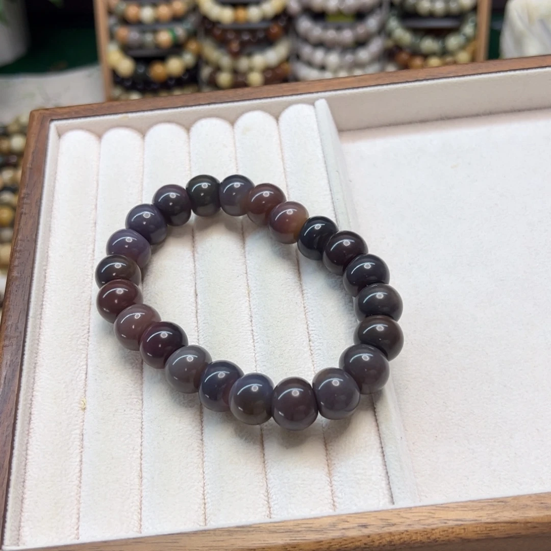 手串菩提根/象牙果卡14蒜瓣紫色系玉化微瑕