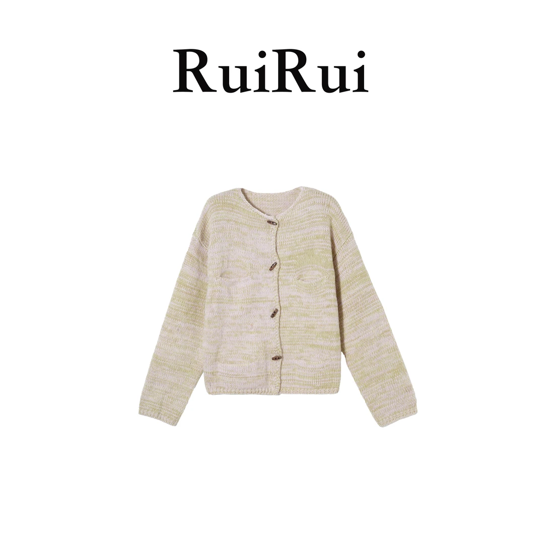 RUIRUI瑞秋季毛针织衫开衫款常规圆领短款小香风百搭上衣SY1281R