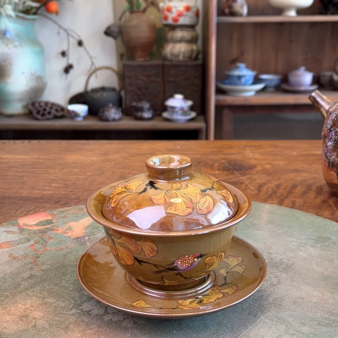 杯柴烧手工手绘陶瓷