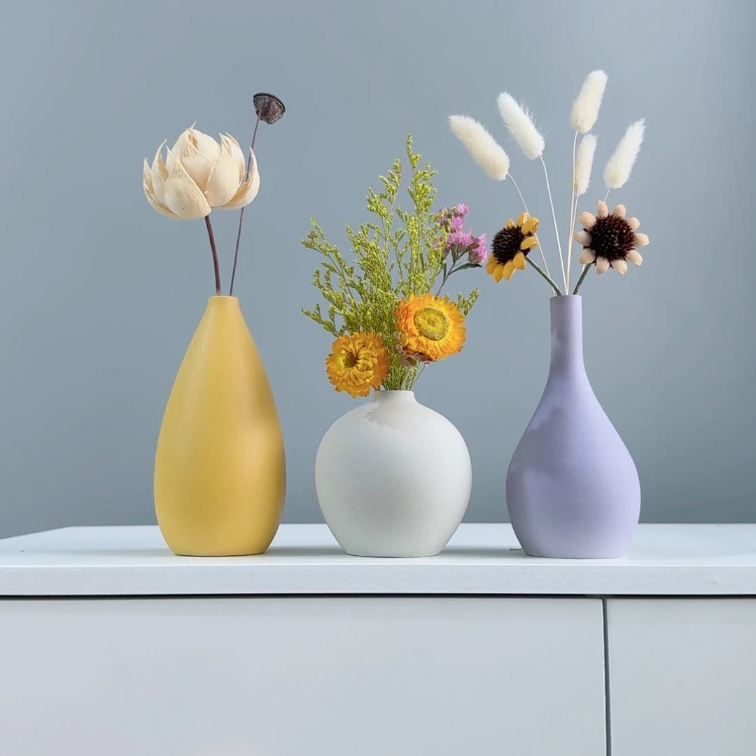 摆件陶瓷小花瓶含花总高约20-30cm