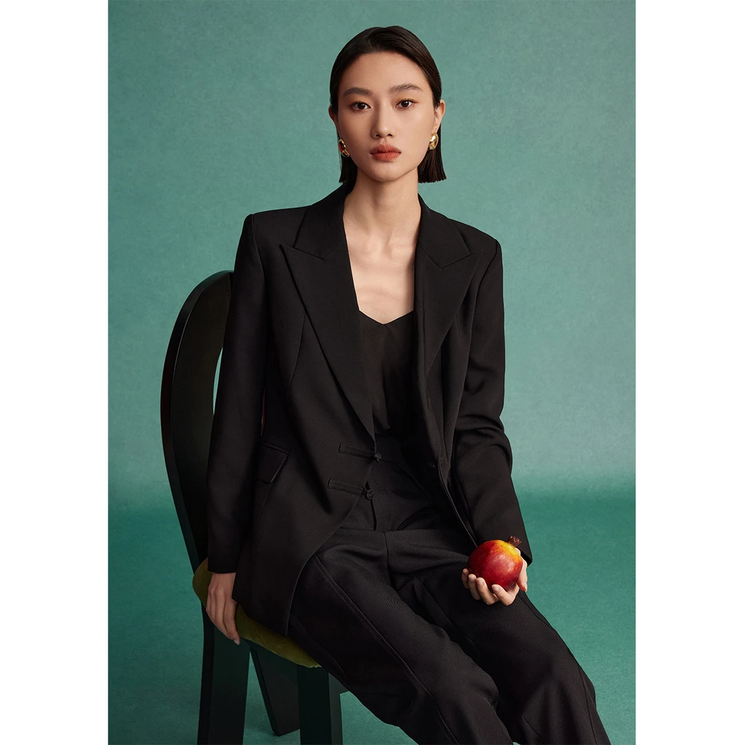 【商场同款】曼德诗新中式国风双盘扣西装西服外套M423303182