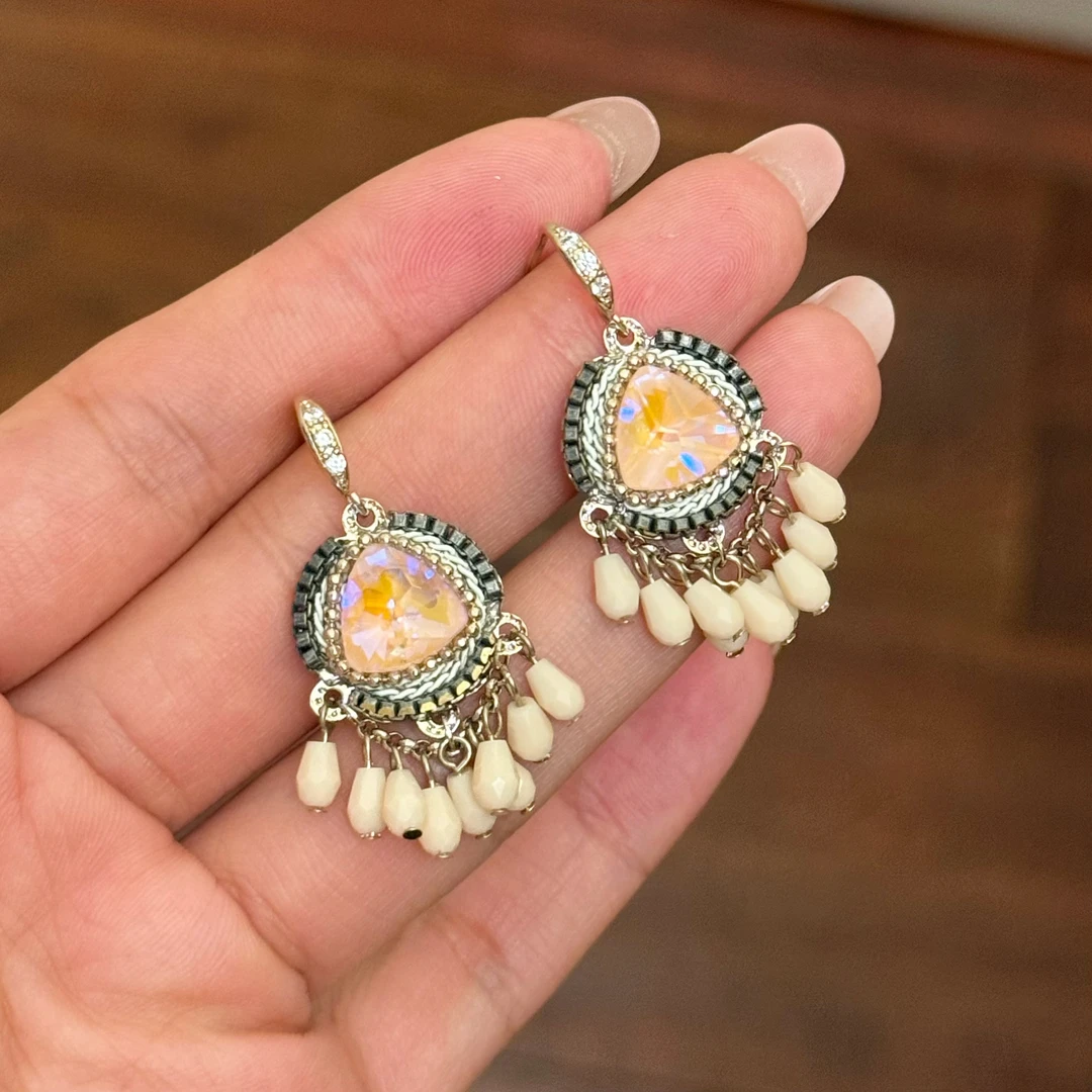 铜合金合成锆石耳饰 E0056 东大门韩系风甜美清新捕梦网少女耳环