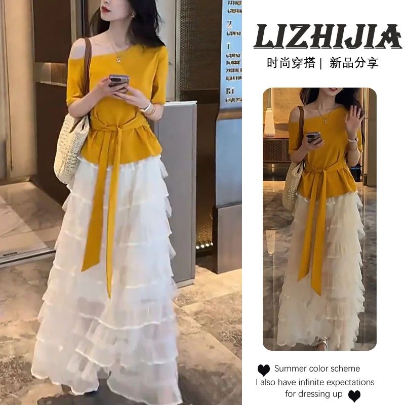 夏季搭配一整套时尚今年流行套装设计感上衣百搭半身裙两件套