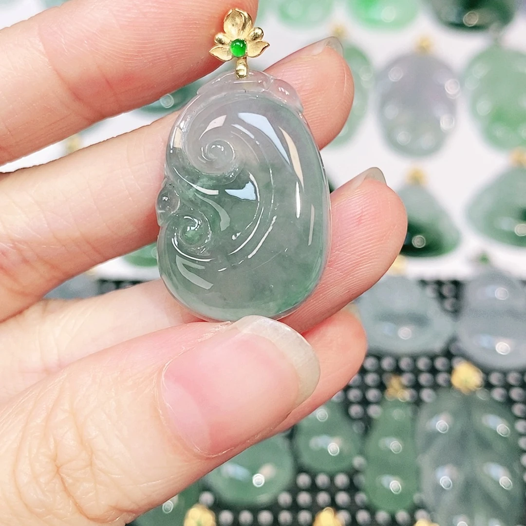 吊坠(不含链)18K金镶嵌翡翠