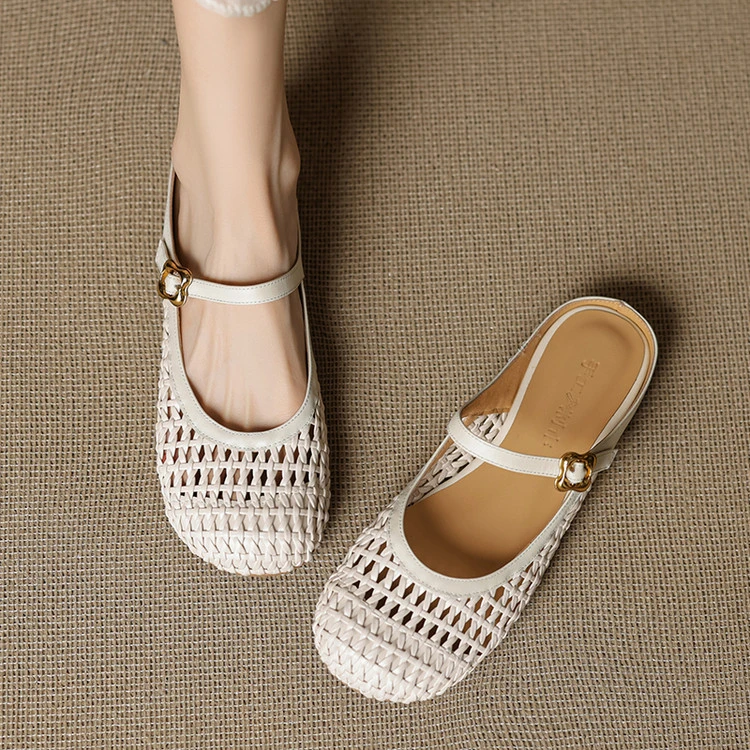 包头拖鞋夏季粗跟时尚舒适简约设计镂空凉鞋休闲百搭玛丽珍鞋
