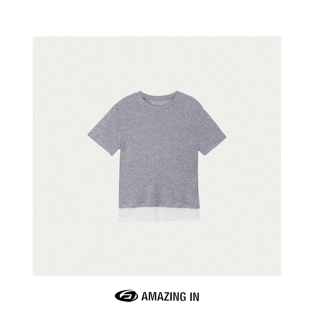 AMAZING IN | 兰精天丝x羊毛 | 假两件圆领T恤 A241217-JCJ-X0021