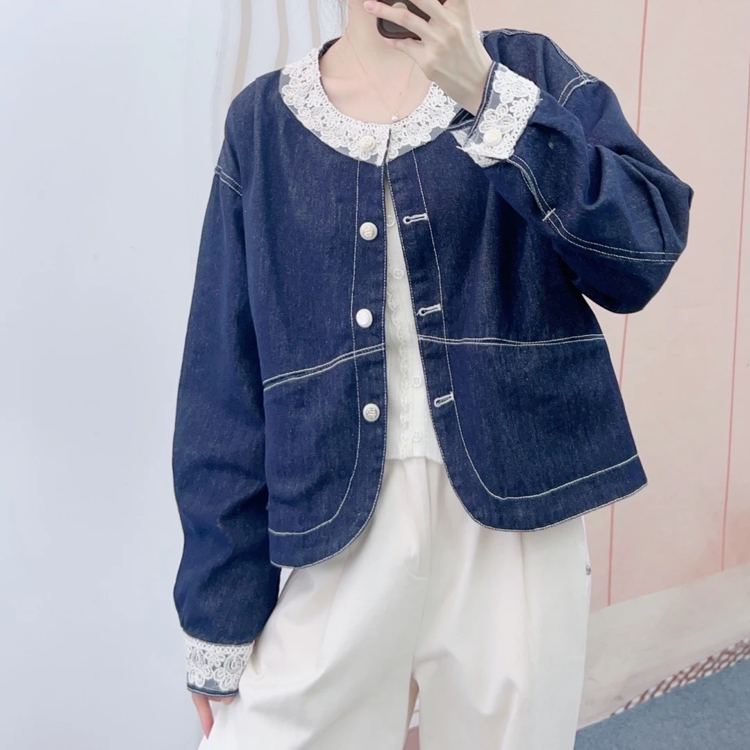 09蕾丝领时尚香风淑女休闲牛仔外套B09/XJ