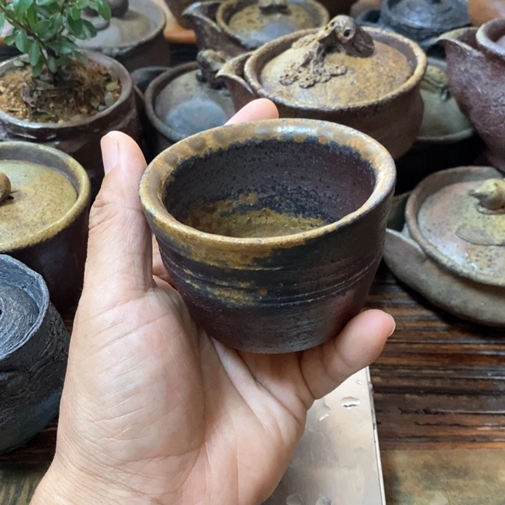 遥***望全手工手捏柴烧宝瓶，