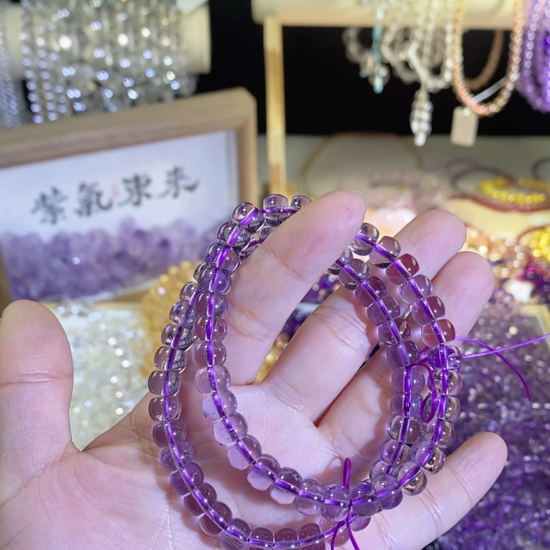 水晶手链未镶嵌紫水晶卡7算盘珠