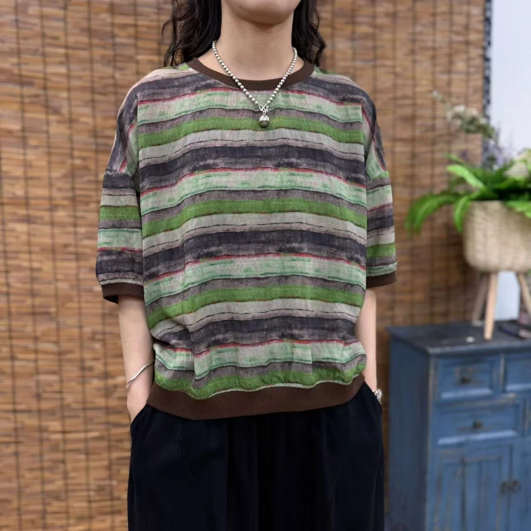 9749新款夏季休闲减龄简约洋气短袖T恤