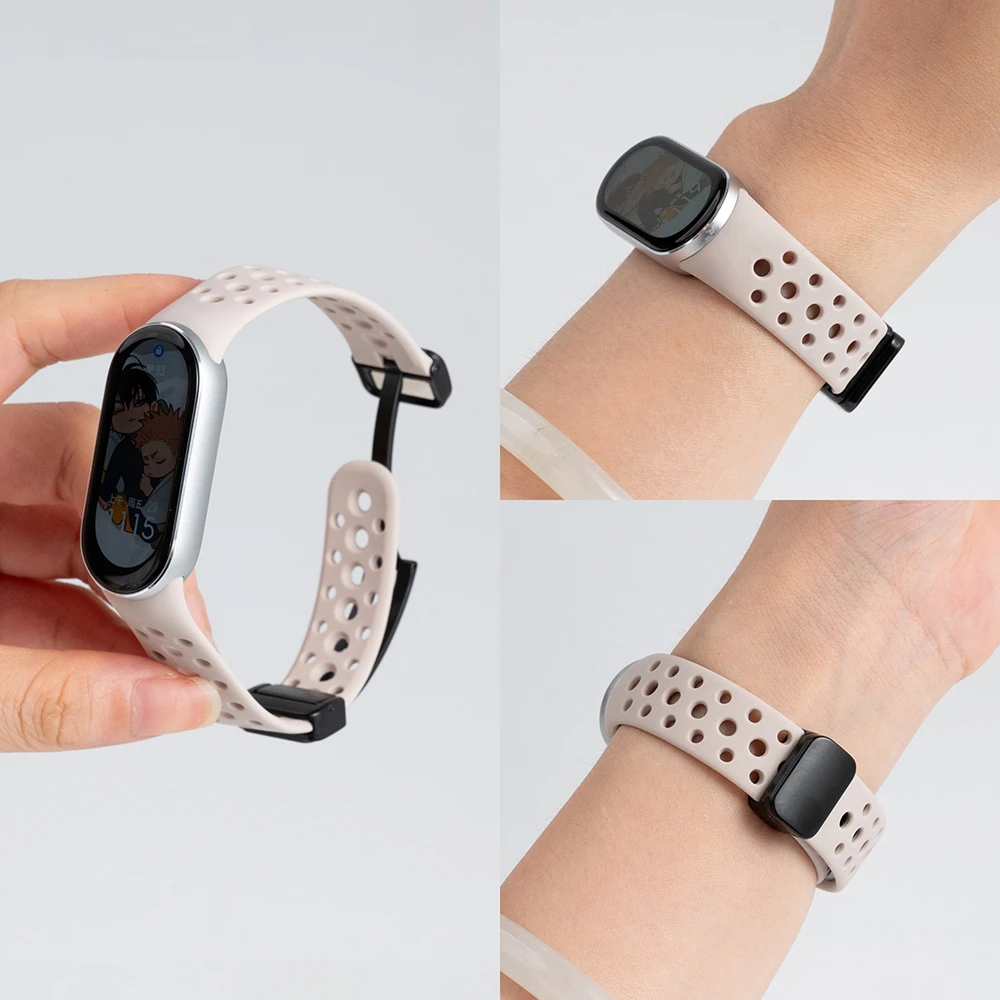 适用小米手环9表带8手表腕带智能nfc版磁吸圆洞女夏天运动硅胶10