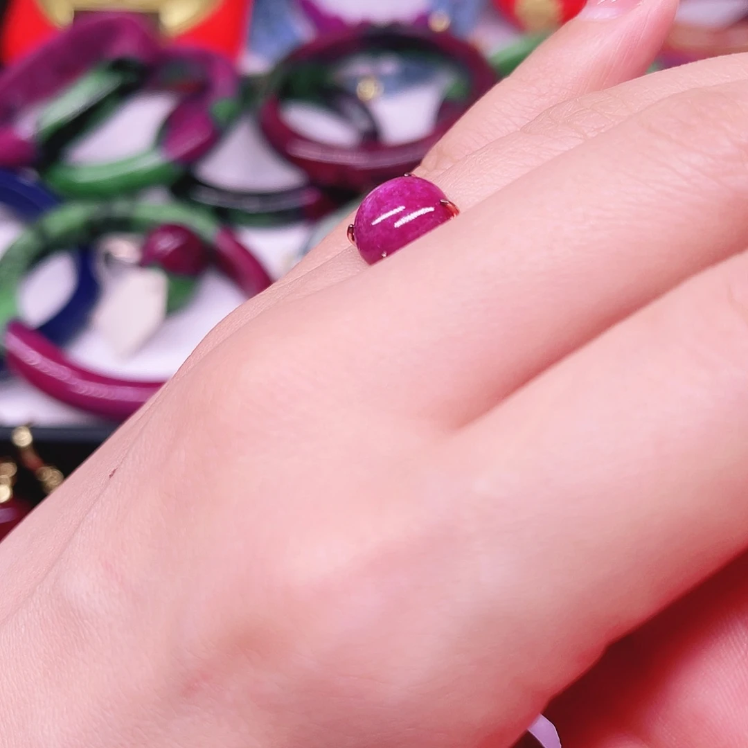 红宝石戒指银S925镶嵌
