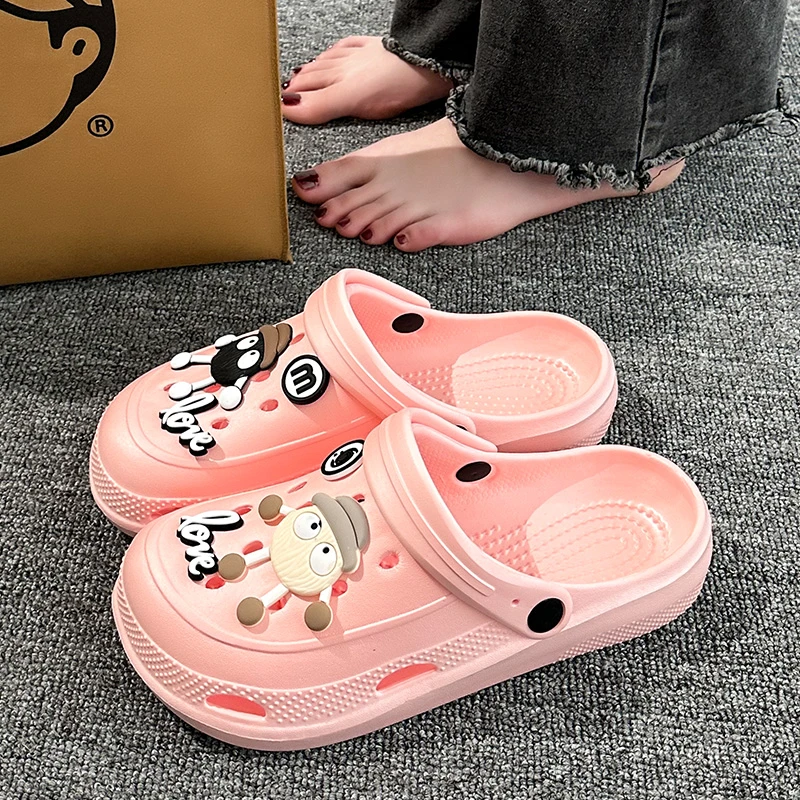 时尚居家洞洞鞋外外穿室外卡通厚底踩屎感软底拖鞋凉拖鞋JK A558