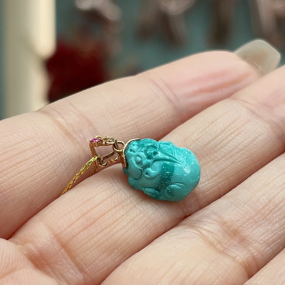 绿松石颈饰18K金镶嵌