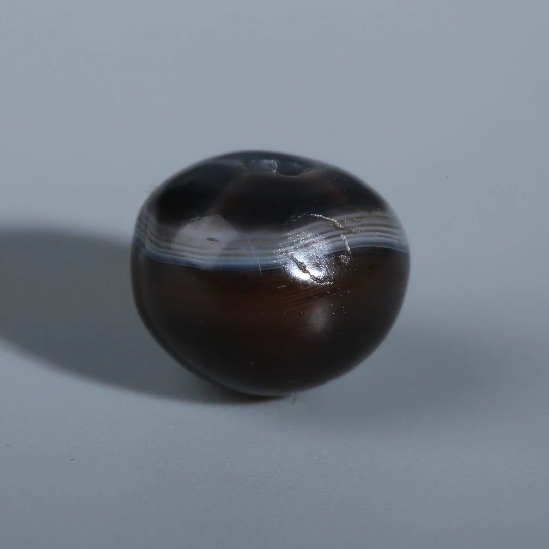 XY69-26 黑白缠丝玛瑙药师珠 7.3*6.2mm