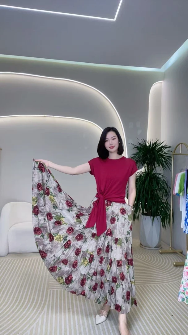 法式浪漫晕染高级气质五层塔裙半身裙A328