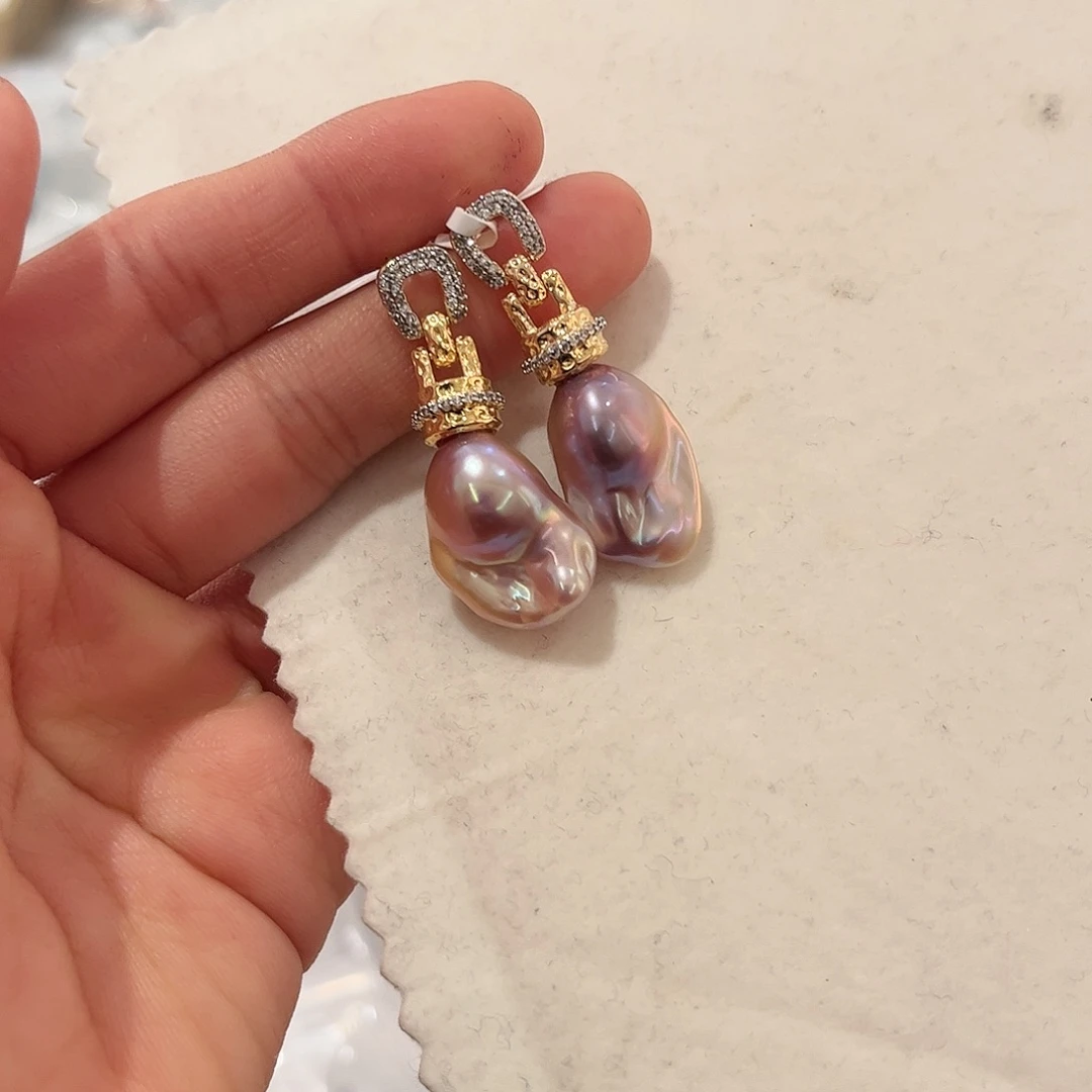 淡水珍珠耳饰合金