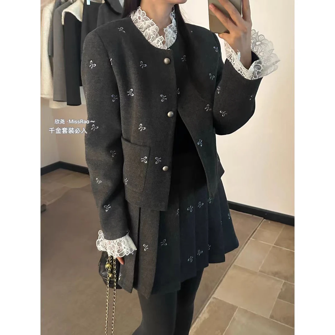 法式精品千金风短外套冬季轻奢套装棉两件套