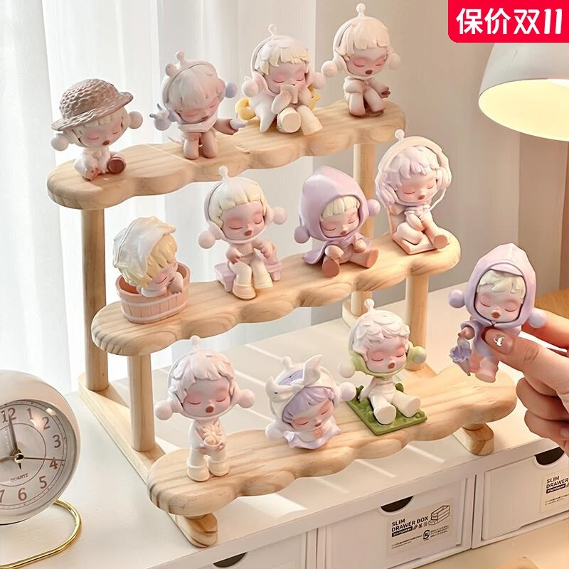 桌面实木展示架盲盒手办收纳架幼儿多肉展示台室内花架落地陈列架