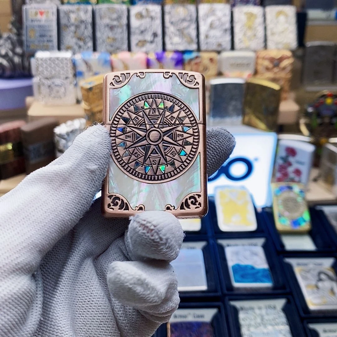 铜魔****?爱情贝壳罗盘紫铜