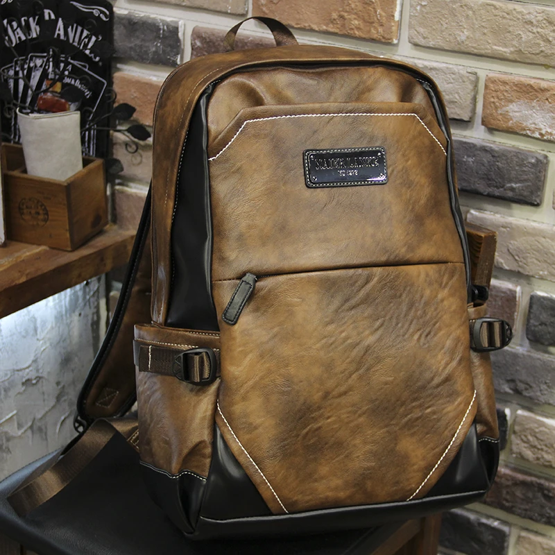 复古双肩包韩版男包街头背包学生书包大容量旅行多隔层电脑背包