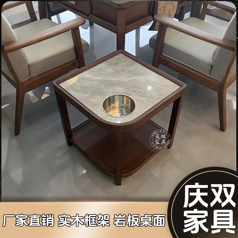 麻将茶水架麻将机茶几轻奢实木移动棋牌室岩板茶水边几茶楼茶台