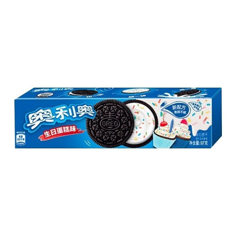 奥利奥 夹心饼干生日蛋糕味早餐儿童休闲解馋零食年货 97g/盒