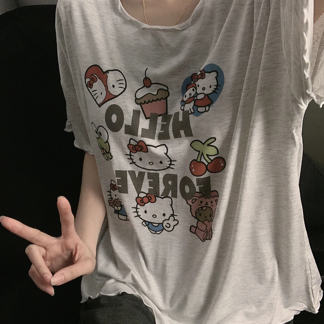 日系ins风睡衣女夏天莫代尔棉带胸垫卡通短袖短裤宽松家居服套装