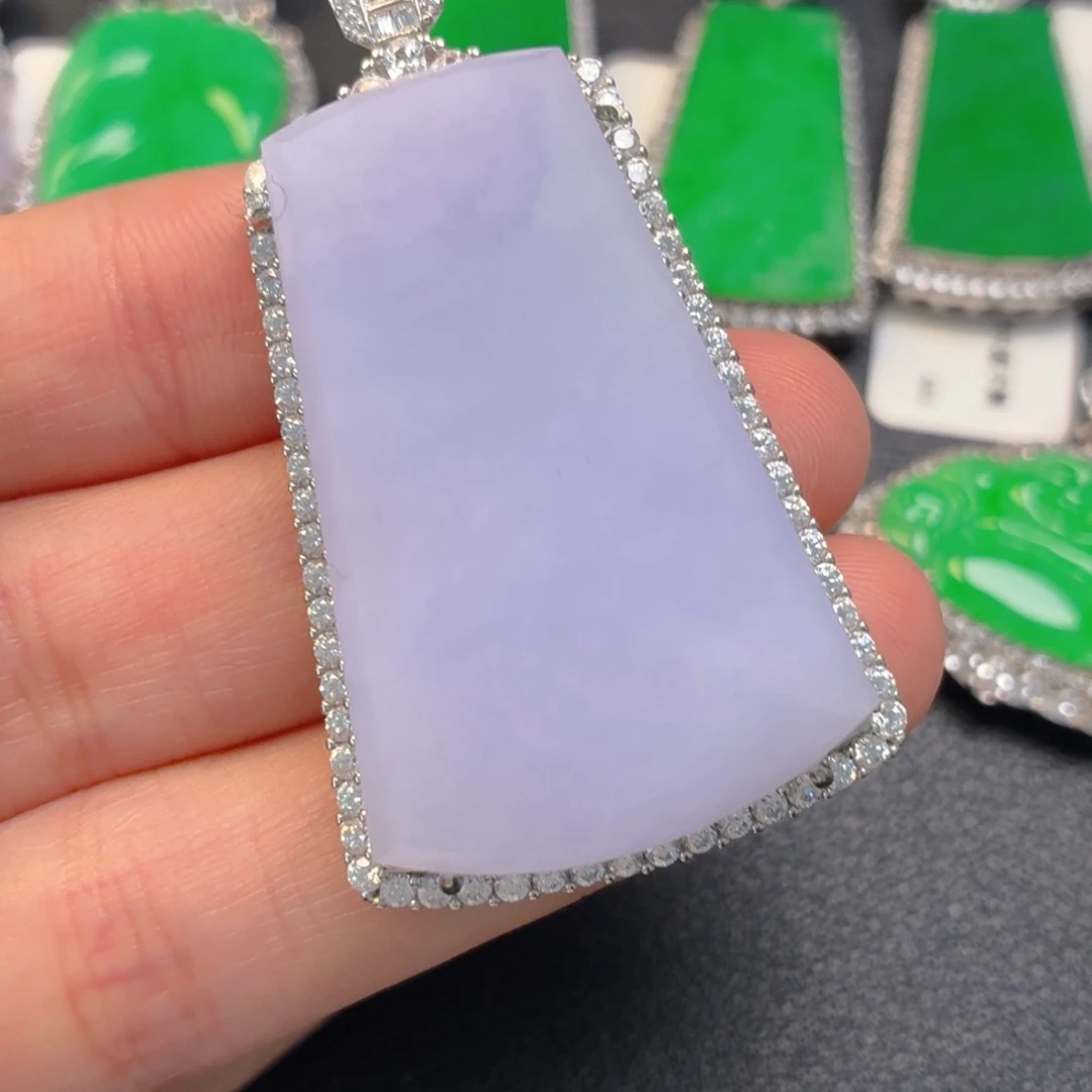 翡翠银S925镶嵌吊坠(不含链)