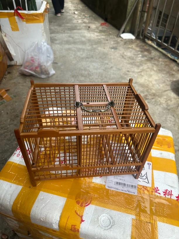 竹制四方鸟笼手工机关踏笼拍笼打笼黄豆鸟笼一踏笼