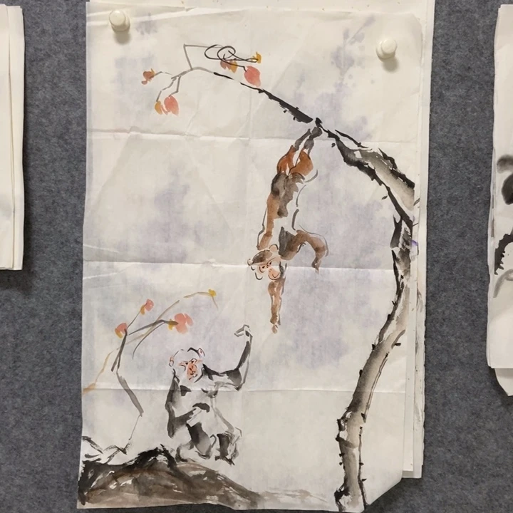 国画猴子70厘米高度