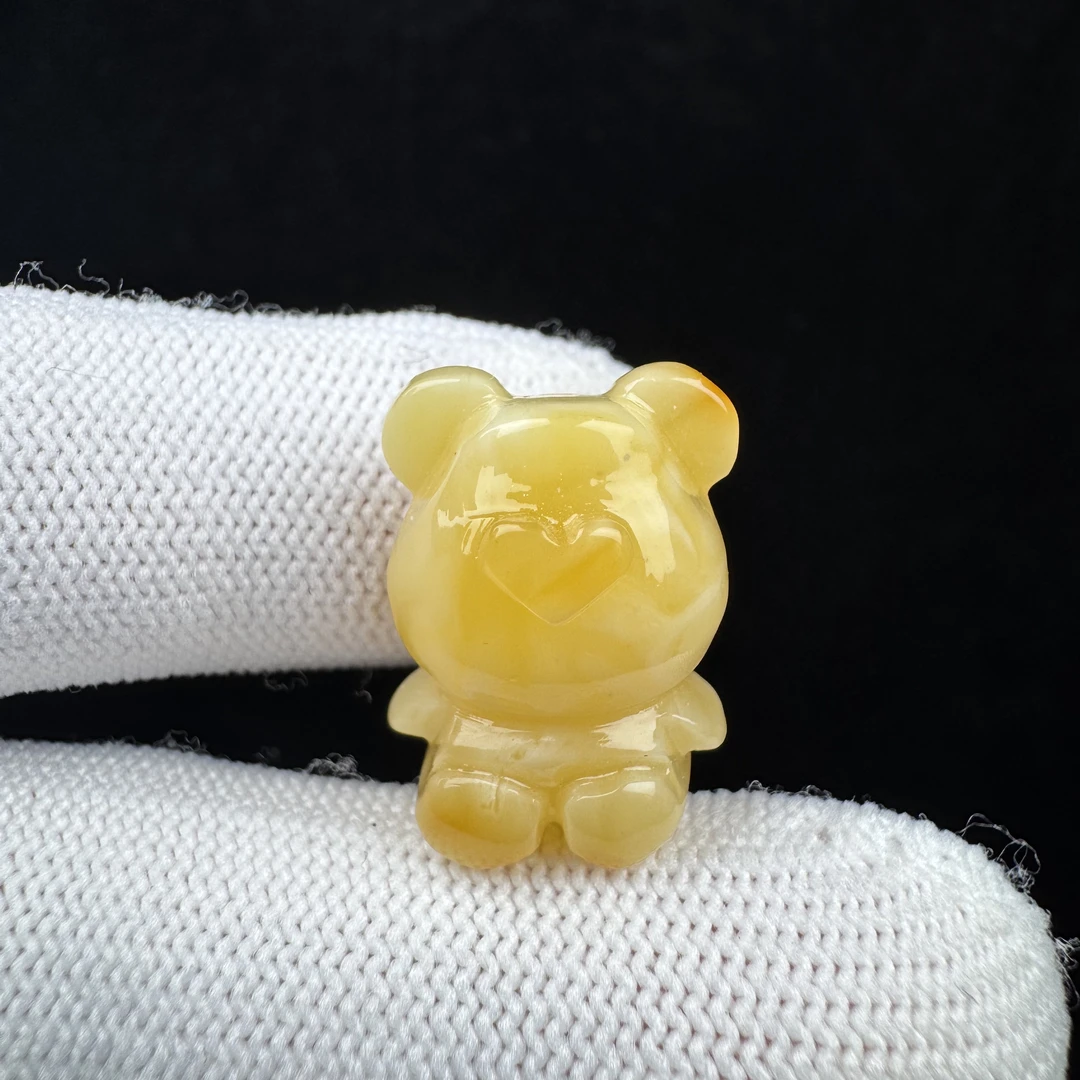 D3030【微瑕】天然原矿蜜蜡 雕刻小熊15*20.4mm支持复检假一罚十