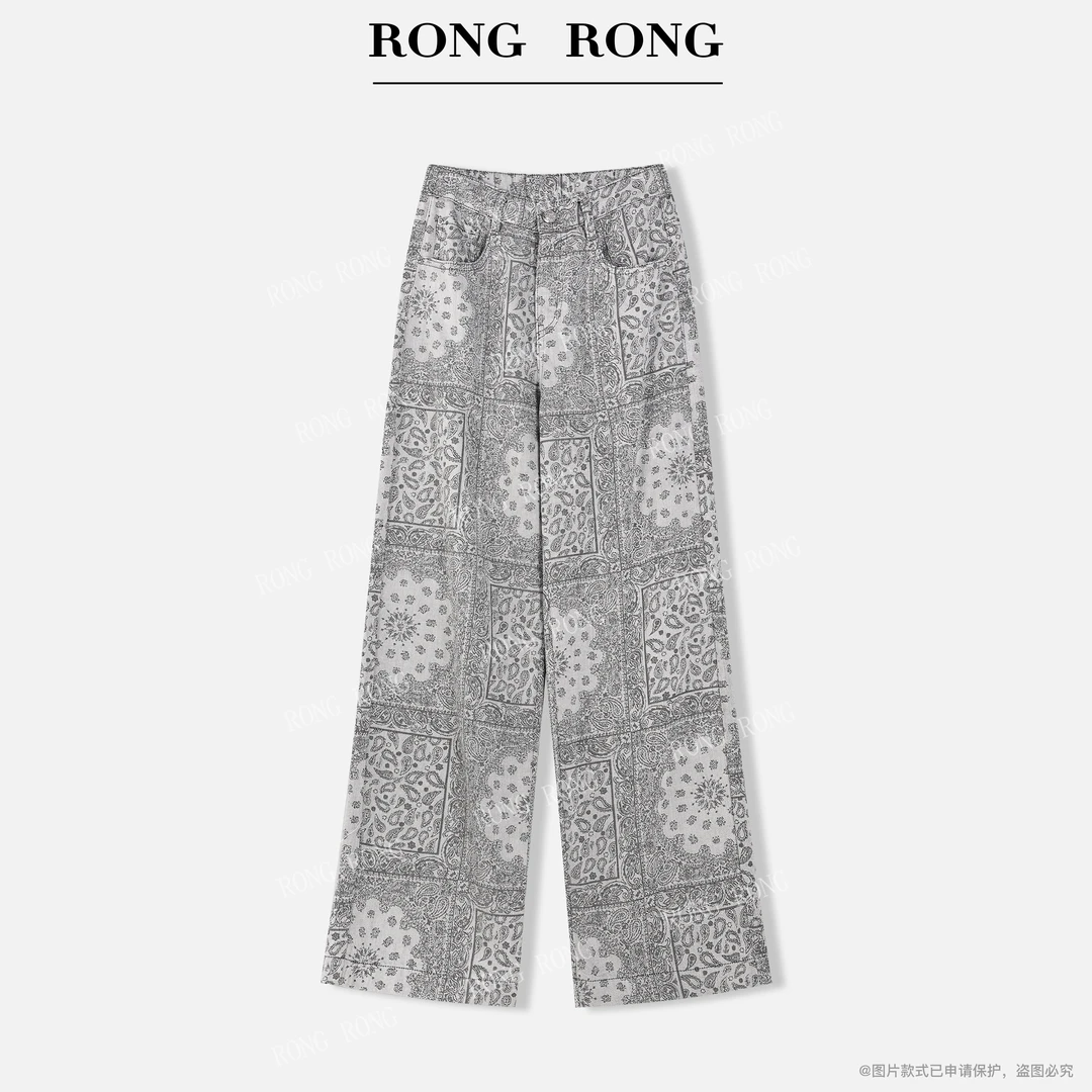 溶溶T【花影集序】RONG 100莱赛尔高定双工艺提花复古风牛仔裤893