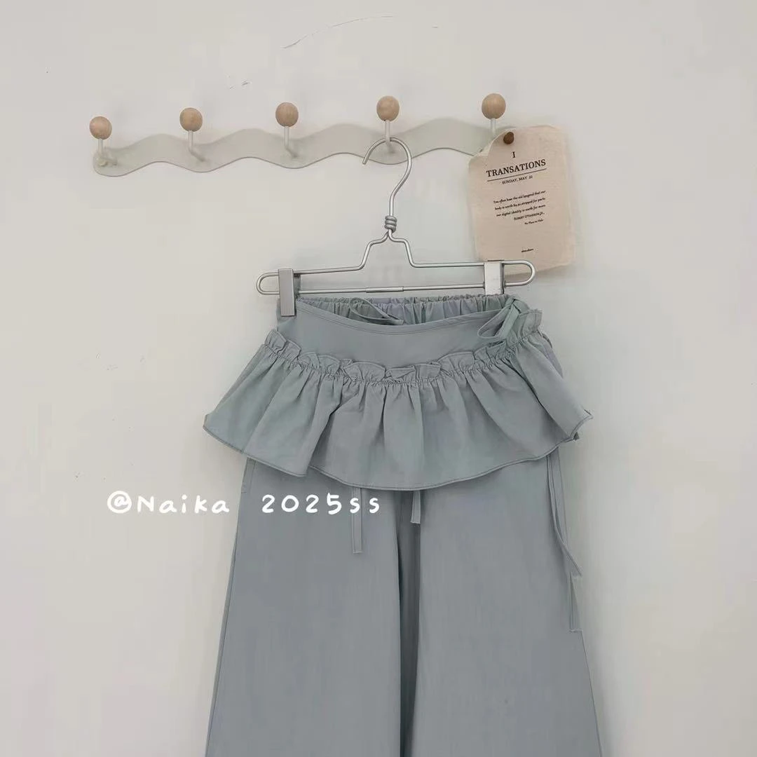 女童时尚清新蓝百搭直筒裤