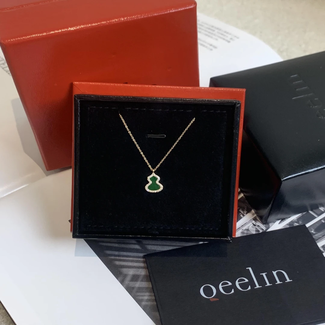 99新 Qeelin 壹臻/麒麟 18k玫瑰金翡翠绿葫芦项链 16018998