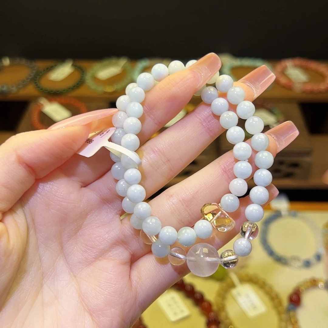 手串银S925镀金镶嵌水晶海蓝1186