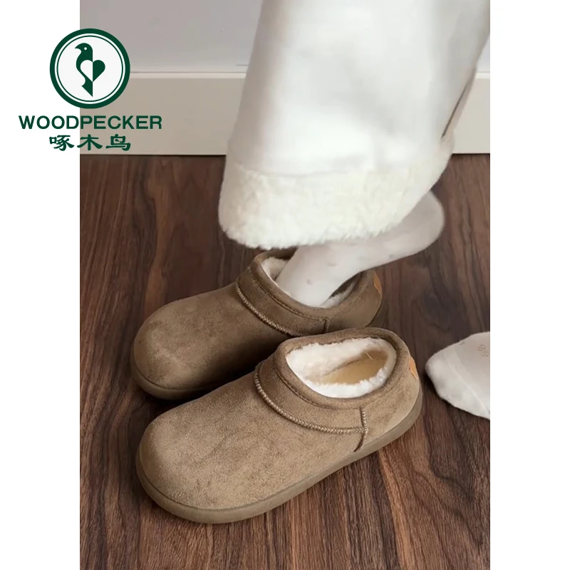 啄木鸟复古小土豆勃肯鞋女2025新款冬季外穿加绒雪地靴保暖棉鞋