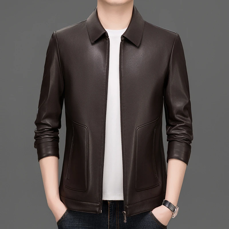 【海宁】男士新款真皮时尚休闲商务百搭拉链皮衣春秋外套