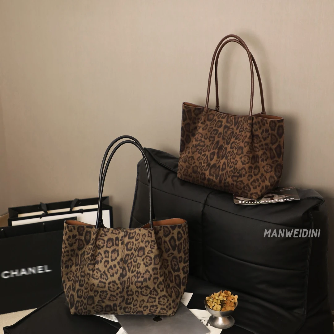 【漫威蒂尼】美拉德豹纹轻奢托特包大容量复古风单肩通勤百搭