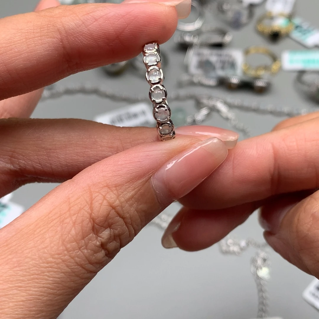 翡翠银S925镶嵌戒指戒指