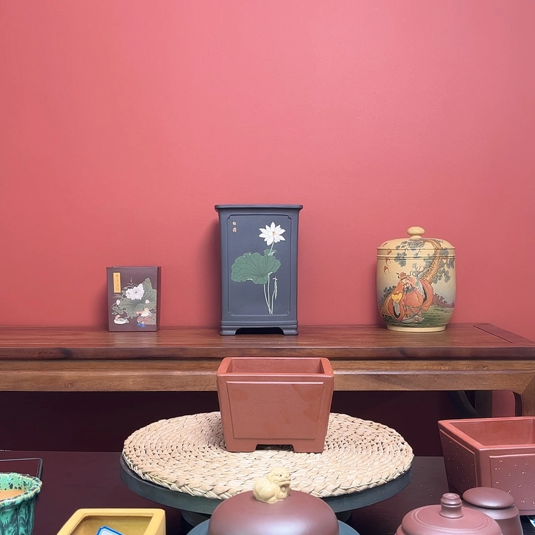 紫砂花盆忍**龟四方素面花盆