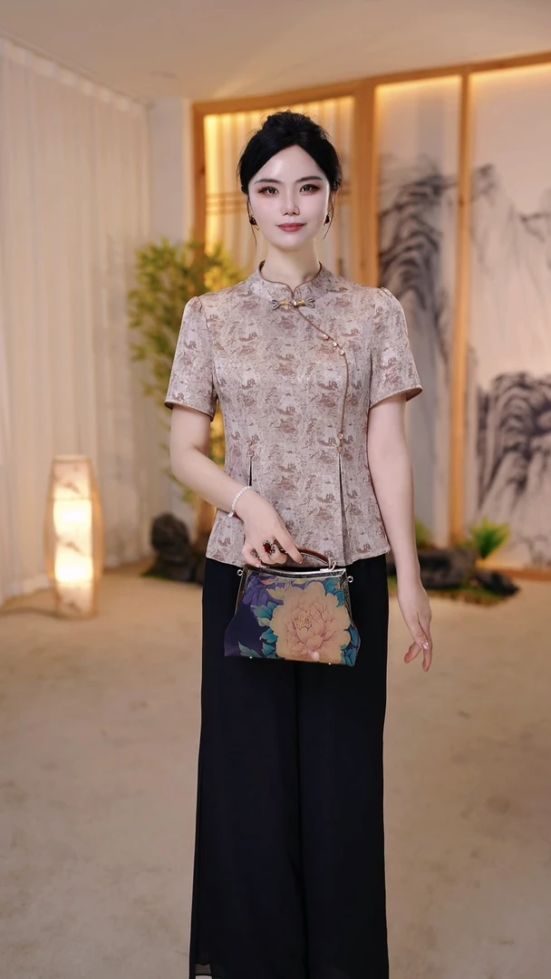 【给妈妈的礼物】2025新款两件套新中式中长款妈妈装套装ZRF-25728